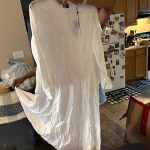 The Kooples White Size XL Macrame Dress 100% Cotton Long Sleeve